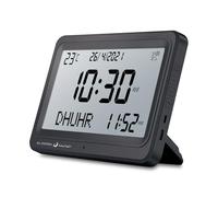 Al salama Azan Clock, Automatic Worldwide Digital 8 Azan Prayer Sounds Muslim Prayer Clock, Islamic Prayer Clock for Home Decor Islamic Art Verse of The Day (Black)