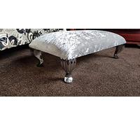Al Sultan Footstool Pouffe Stool Tube Legs British Made Crushed Glitz Velvet black silver