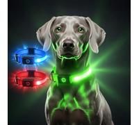 AL TAJAR LED Dog Collar USB Rechargeable - Super Bright Light Up Safety Collar for Night Walking | Waterproof | 3 Light Modes | 8Hr Battery | Adjustable 30-50cm | Small Medium Large Dogs | Green