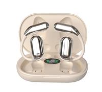 Al Translation Earbuds Real Time,Open Ear Clip Wireless Earbuds Bone Conduction Headphones, Bluetooth 5.4,Built-in Mic, IPX7 Waterproof,LED Display Charging Case,Idea for Fitness/Travel/Study(Khaki)