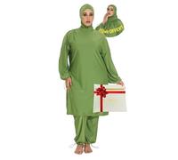 AL-WARDA Burkini - Women's Burkini - Muslim Burkini - Hijab Swimsuit - Islamic Swimsuit - 100% Opaque & Shape-Hiding, Anti-Glue Technique, Green Olive, XL Plus
