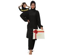 AL-WARDA Burkini - Women's Burkini - Muslim Burkini - Hijab Swimsuit - Islamic Swimsuit - 100% Opaque & Shape-Hiding, Anti-Glue Technique, Midnight Black, M
