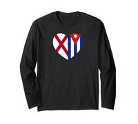 Alabama and Cuba Flags: Heart Shaped Unity Long Sleeve T-Shirt