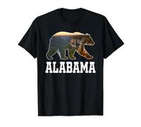 Alabama Black Bear Nature Wildlife State Forest Landscape Value Graphic T-Shirt, Men, Black, L