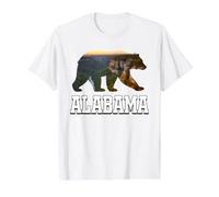 Alabama Black Bear Nature Wildlife State Forest Landscape Value Graphic T-Shirt, Men, White, XL
