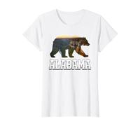 Alabama Black Bear Nature Wildlife State Forest Landscape Value Graphic T-Shirt, Women, White, S
