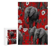 Alabama Elephants Funny Wooden Jigsaw Puzzle with Storage Box Adult Puzzles Letter on Back Gift for Family Game