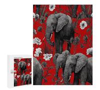Alabama Elephants Funny Wooden Jigsaw Puzzle with Storage Box Adult Puzzles Letter on Back Gift for Family Game