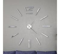 alabama eva modern design 3d wall clock in high gloss silver