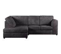 Alabama Jumbo Cord Corner Sofa Black (Left Hand)