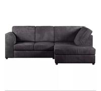 Alabama Jumbo Cord Corner Sofa Black (Right Hand)