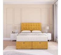 Alabama Plush Fabric Ottoman Bed End Opening With Sprung Memory Mattress & 26 Inch Headboard Sloomy Gold Double