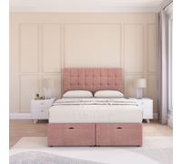 Alabama Plush Fabric Ottoman Bed End Opening With Sprung Memory Mattress & 26 Inch Headboard Sloomy Pink Small Double