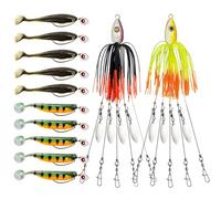 Alabama Rig Kit,2 Sets Umbrella Rig Fishing Lure Kit with Jig Heads and Trailers,5 Arms Fishing Umbrella Rigs Swimbait Lure for Trout Salmon Bass