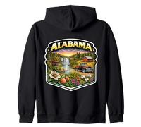 Alabama Souvenir Vacation Memorabilia Badge State Visitor Zip Hoodie