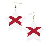 Alabama State Flag Leather Star Shaped Earrings Fashion Accessories Lightweight Festivals Parties Everyday Life