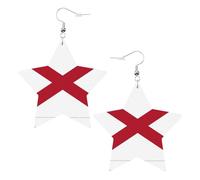 Alabama State Flag Leather Star Shaped Earrings Fashion Accessories Lightweight Festivals Parties Everyday Life