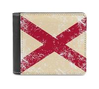 Alabama State Flag Men's Bifold Wallet Slim Cash Card Holder Leather Purse