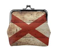 Alabama State Flag On Old Wood Grain Postcard Coin Purses, Change Purse Wallets, For Festivals And Special Occasions, Black, One Size, Art Deco