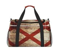 Alabama State Flag On Old Wood Grain Postcard Foldable Travel Duffel Bag Tote Carry On Luggage Bag For Weekend Getaways, For Spontaneous Trips, Black, One Size, Black, One Size