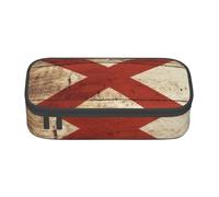 Alabama State Flag on Old Wood Grain Postcard Multifunctional Stationery Bag, fit for Travel, Office Supplies, Makeup, and Desk Organization