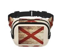 Alabama State Flag on Old Wood Grain Postcard print Fashion Waist Packs Crossbody Belt Bag Fanny Pack for Women Crossbody for Traveling Running, Black, One Size