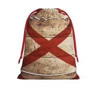 Alabama State Flag on Old Wood Grain Postcard Print Personalized Drawstring gifts Bag Fashion Soft Velvet Present bag for Women Christmas 1 pack M