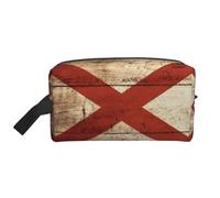 Alabama State Flag on Old Wood Grain Postcard Print Portable Travel Toiletry Storage Bag Large Capacity 600D Polyester Cosmetic Storage Bag