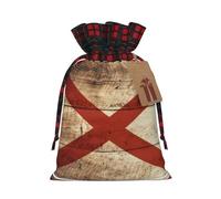 Alabama State Flag On Old Wood Grain Postcard Print Pouch Goody Christmas Drawstring Gift Bags Xmas Treats Bag Holiday Candy Wrapping Bags