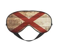 Alabama State Flag On Old Wood Grain Postcard Print Sleep Mask Silk-Like Eye Mask Sleeping Eye Mask for Women Men for Travel Sleep Relaxation