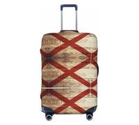 Alabama State Flag on Old Wood Grain Postcard Print Travel Luggage Cover Suitcase Cover Protector Suitcase Washable Baggage Covers Anti-Scratch