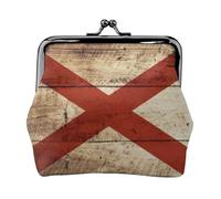 Alabama State Flag On Old Wood Grain Postcard Print Vintage Leather Change Purse Elegant Small Coin Purse for Women Coin Pouch Wallet Mini