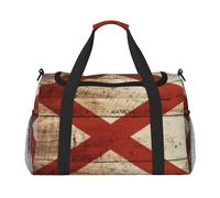 Alabama State Flag on Old Wood Grain Postcard print Weekender Overnight Carry On Bag Gym Luggage Bag Duffel Bag for Travel Women, Black, One Size