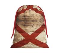Alabama State Flag on Old Wood Grain Postcard Super Soft Velvet Christmas Storage Bag Festival Promotion Annual Celebration and Daily Use