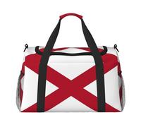 Alabama State Flag print Carry on Luggage for Women Men Shoulder Weekender Crossbody Bag for Yoga Travel Must Haves, Black, One Size