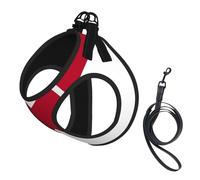 Alabama State Flag Print Dog Harness with Leash Set with Thickened Padded Vest for Extra-Small/Small Medium Dogs