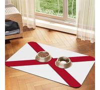Alabama State Flag Print Pet Absorbent Leather Tablecloth for Dogs Cats,Pet Food Mat Leather Feeding Mat for Dogs Cats
