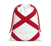 Alabama State Flag Print Plush Gift Bags Reusable Drawstring Gift Wrap Bags,For Holiday Candy Party Supplies