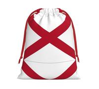 Alabama State Flag Print Plush Gift Bags With Drawstring, Reusable Gift Wrap For Christmas, Wedding, Party -Size M