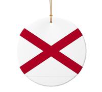 Alabama State Flag Print Round Flat Hanging Ornaments for Christmas Winter New Year Party Hanging Decorations