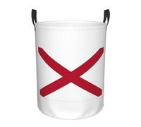 Alabama State Flag Print Round Laundry Hamper Basket Waterproof Storage Bin for Bedroom Bathroom Daily Life