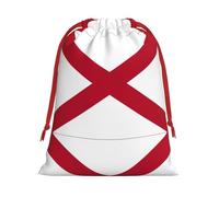 Alabama State Flag Print Santa Sack Drawstring Bags For Presents, Reusable Plush Holiday Fabric Gift Bags- L Size