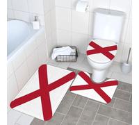 Alabama State Flag Printed Bathroom Rugs Set | It is made of soft absorbent flannel with a non-slip backing,it suitable for use in the shower area, beside the bathtub,
