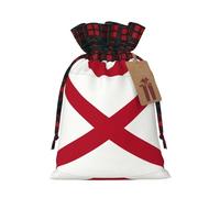 Alabama State Flag Printing Color Matching Plaid Christmas Bag With Drawstring For Christmas Birthdays Party,4.7x6.9 Inch