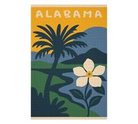 Alabama State Illustration with Palm Tree Jigsaw Puzzle, 1000 Piece