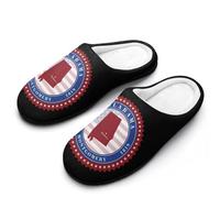 Alabama State Logo Mens Winter Warm Slippers Rubber Sole Comfortable Cotton House Shoes For Daily Wear 9-10（42-43）