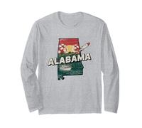 Alabama State Map Road Trip Montgomery Mobile Tuscaloosa Long Sleeve T-Shirt