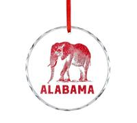 Alabama States Elephant Glass Christmas Hanging Ornaments