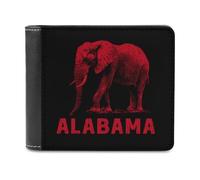 Alabama States Elephant Trendy Bifold Wallet for Men Classic ID Window Large Capacity Slim Leather Wallets