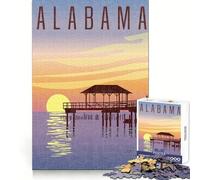 Alabama Sunset Pier Jigsaw for Teenagers1000 Pieces Mental Dexterity Restful Pleasure Premium Cut Merry Gift (38X52CM)